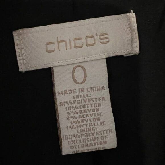 Chicos Brown Black Tweed Jacket with Beaded Trim Detail Metallic Thread Size 0 - Picture 4 of 4